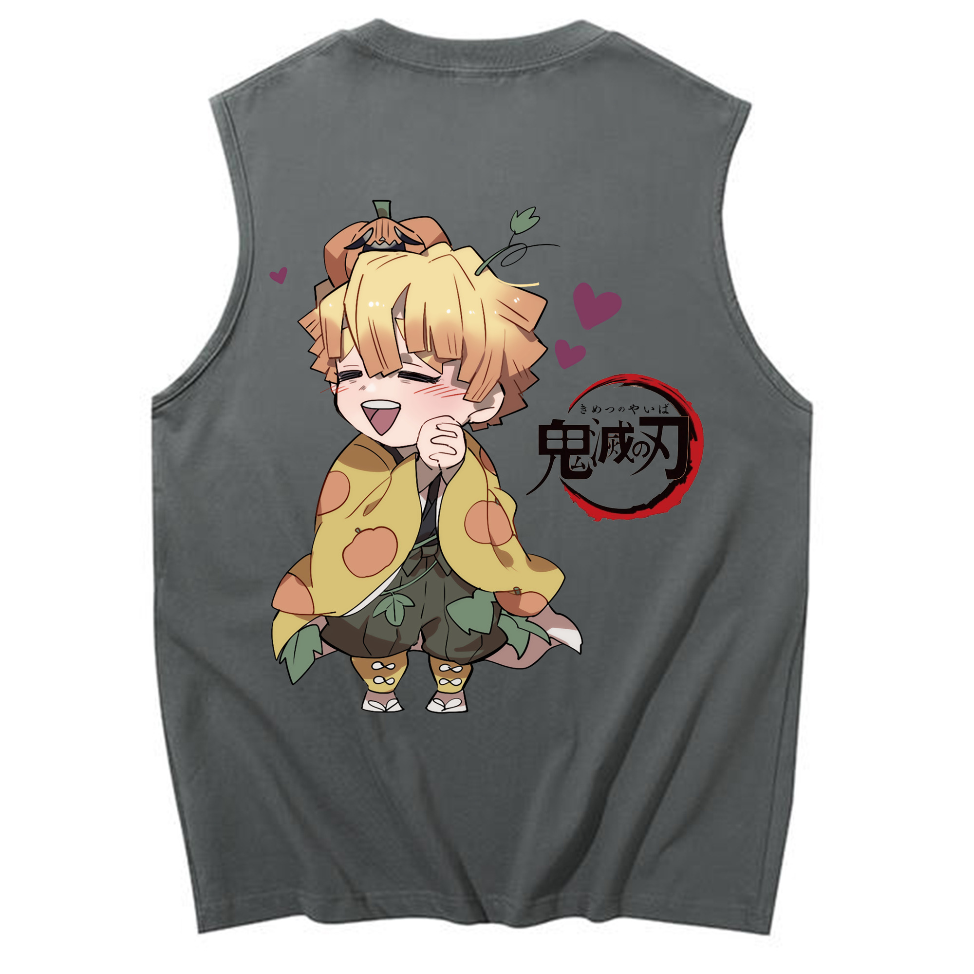 （画像用） 鬼滅の刃（きめつのやいば）我妻 善逸／あがつま ぜんいつ Agatsuma Zenitsu コットン100％タンクトップ（背面プリント）